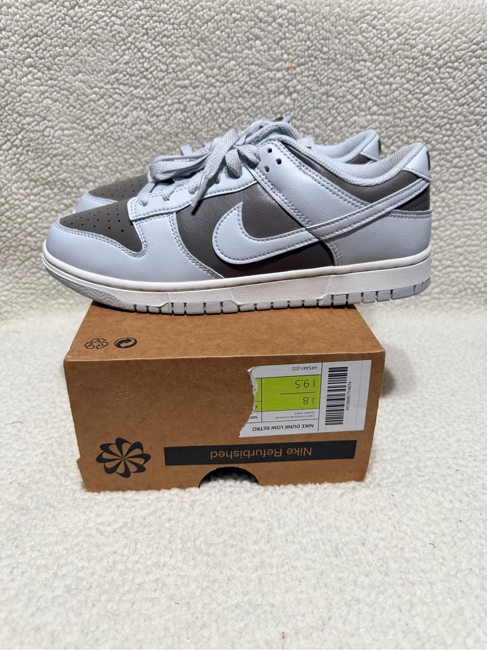 Nike Dunk Low Cave Stone/Phantom Gray Colorblock Leather Low Top 9M/10.5W
